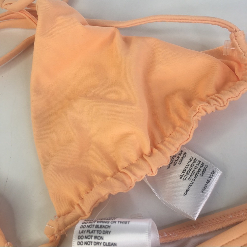 New Orange Peach Strappy Swimsuit Set Top Bottom Size Large - Picture 6 of 8